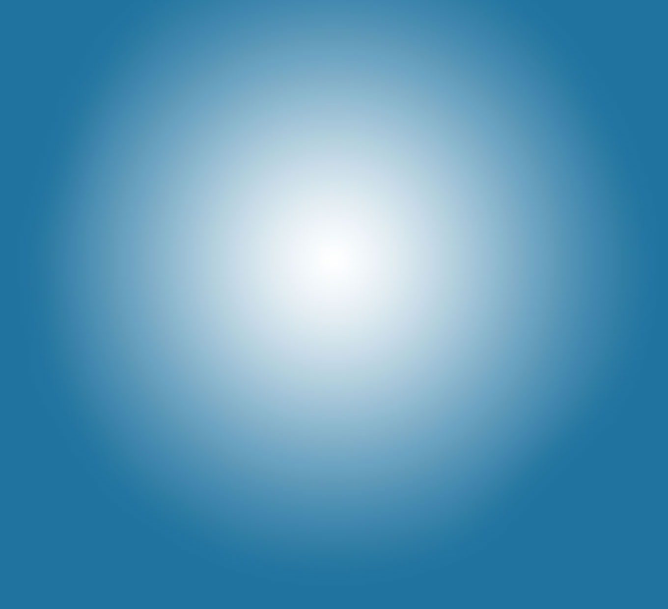 An abstract blue background with a soft glowing white light at the center, smooth gradient, calm mood